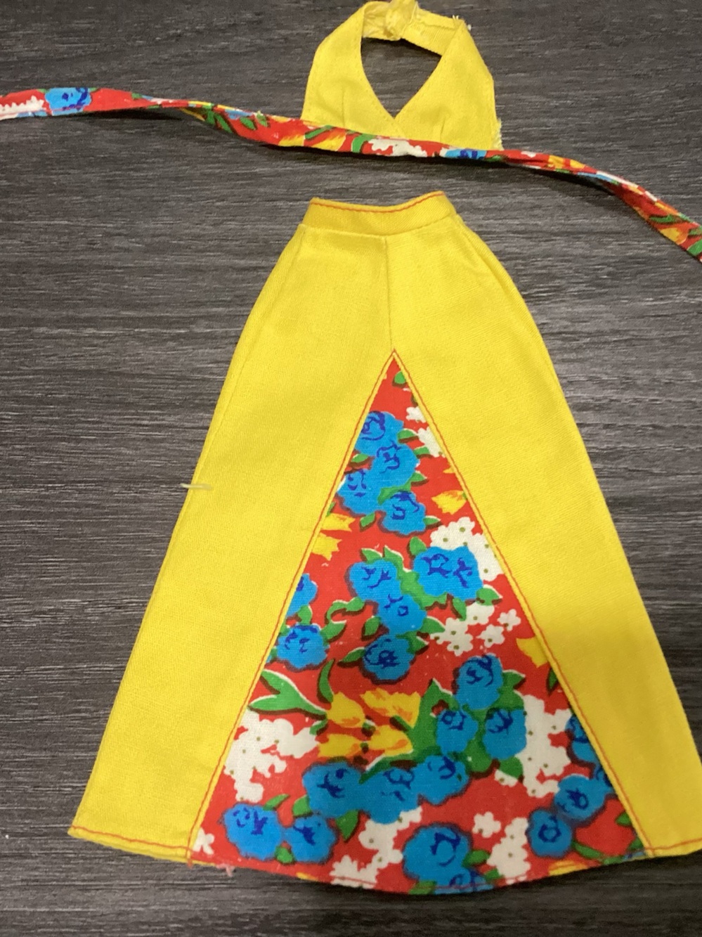 Vtg. 1976 Mattel Barbie outfit “Sweet 16” yellow halter top and maxi skirt